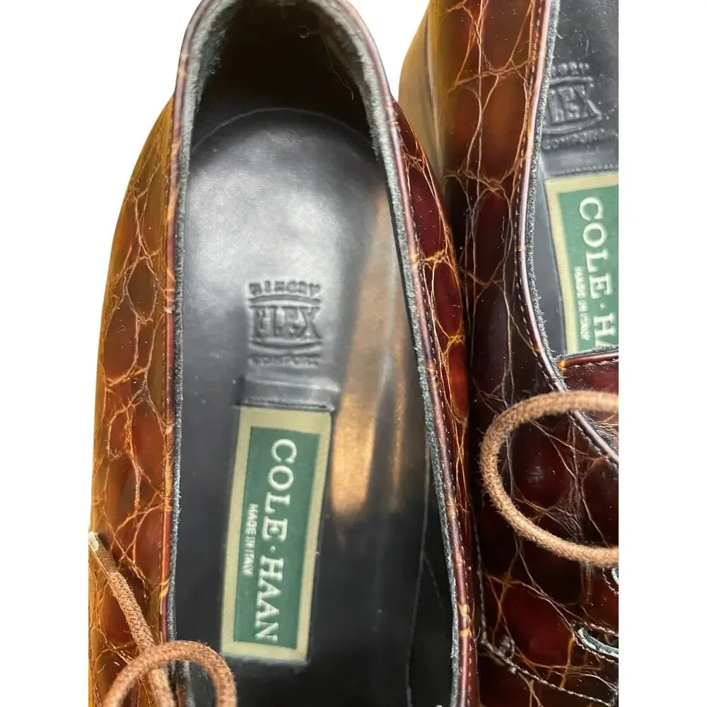 Cole Haan Alligator Burgundy Leather Oxford Dress Shoes 8 Academia Poet Classic - Picture 5 of 10